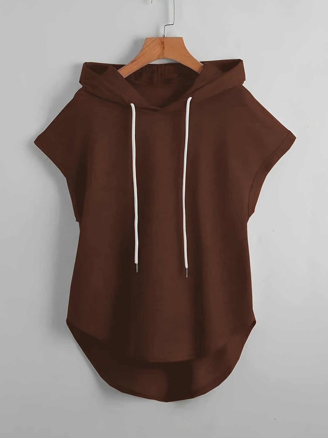 Matthias - Casual Asymmetrical Hem Hooded T-Shirt