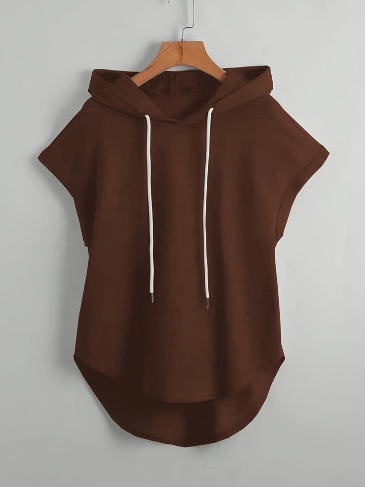 Matthias - Casual Asymmetrical Hem Hooded T-Shirt