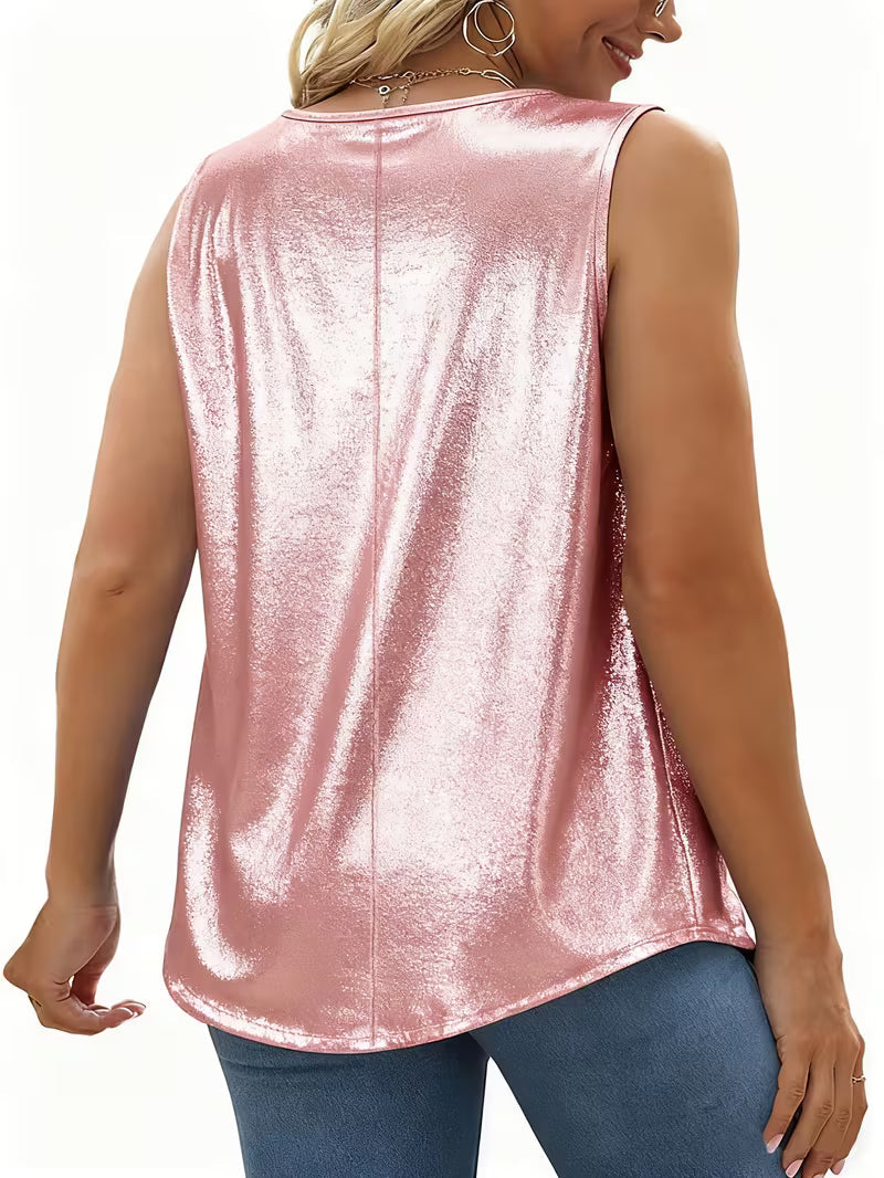 Shivina - Scoop Neck Metallic Tank Top