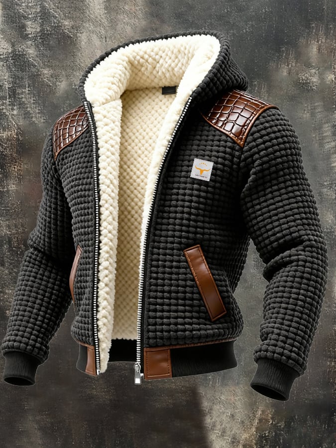 Giovanni - Checkered Leather Jacket With Hood