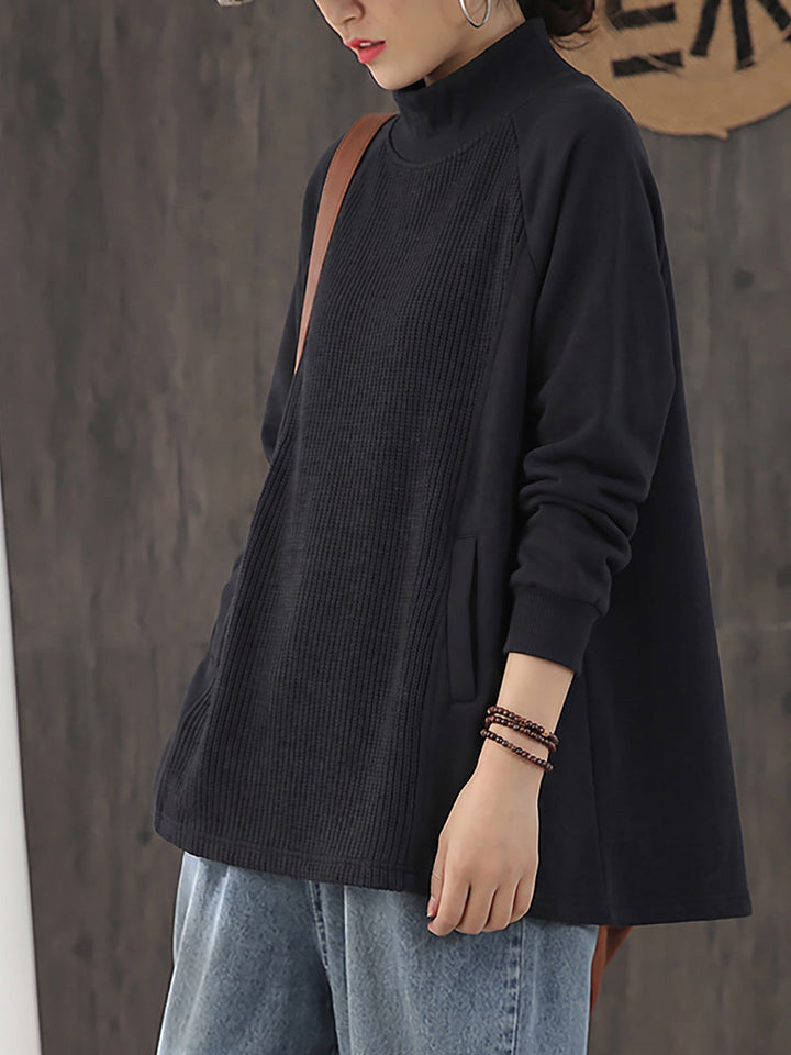 Ximeinoria - Oversized Turtleneck Blouse