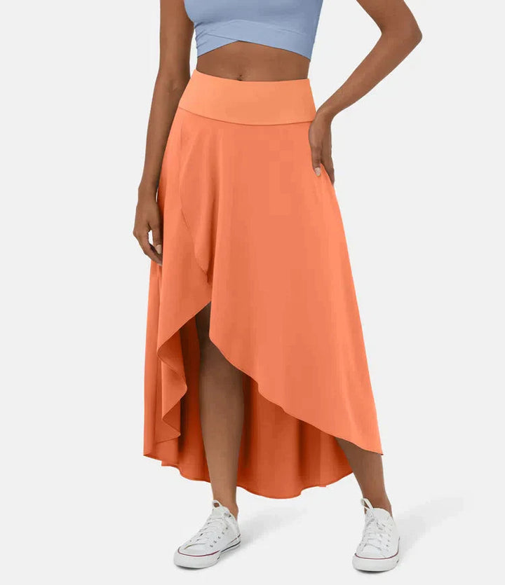 Keisha - Casual Midi Skirt With High Waist And Low Ruffle Skirt