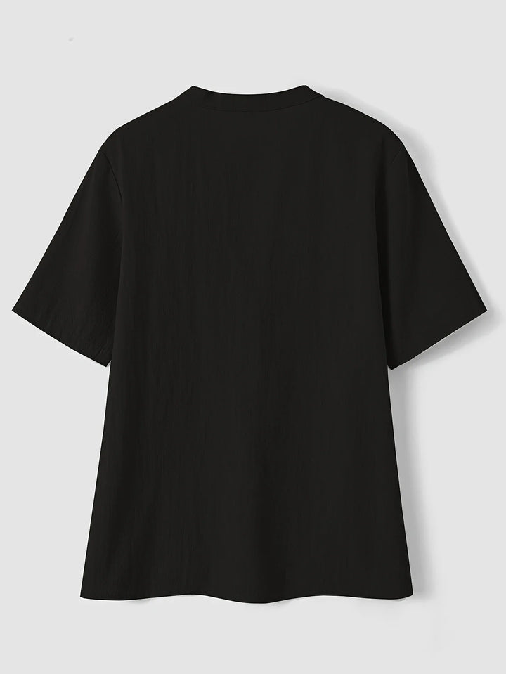 Nerida - Fashionable V-neck And Short Sleeve Blouse