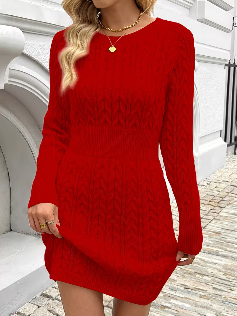 Maeletta - Cable Knit Bodycon Sweater Dress