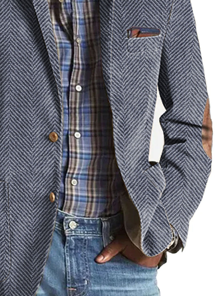 Elon - Casual Herringbone Pattern Suede Blazer