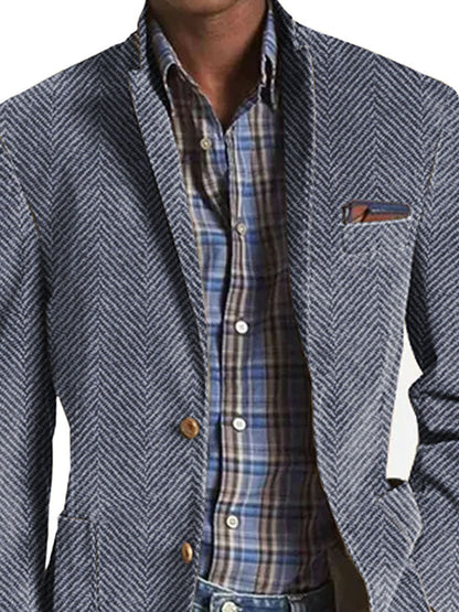 Elon - Casual Herringbone Pattern Suede Blazer