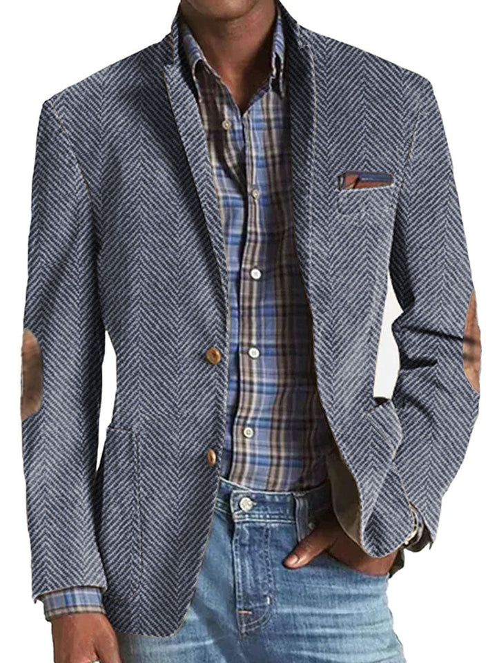 Elon - Casual Herringbone Pattern Suede Blazer