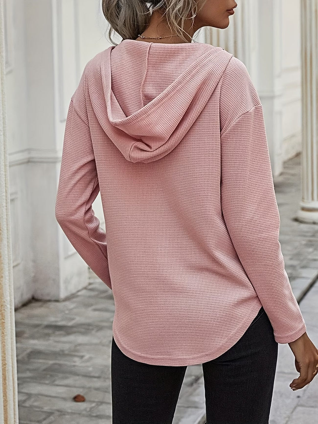 Laurette - Long Sleeve V Neck Hoodie