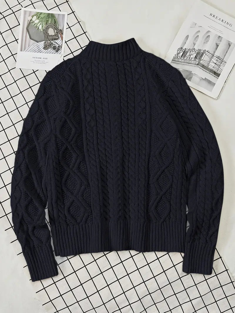 Rabada - Half-Zip Knitted Sweater With Stand-Up Collar