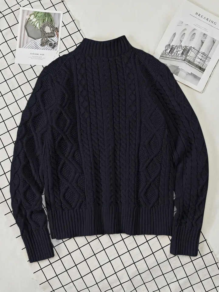 Rabada - Half-Zip Knitted Sweater With Stand-Up Collar