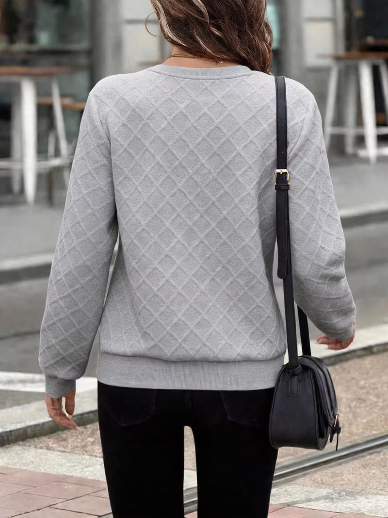 Juliet - Long Sleeve Textured Zip Neck Sweatshirt