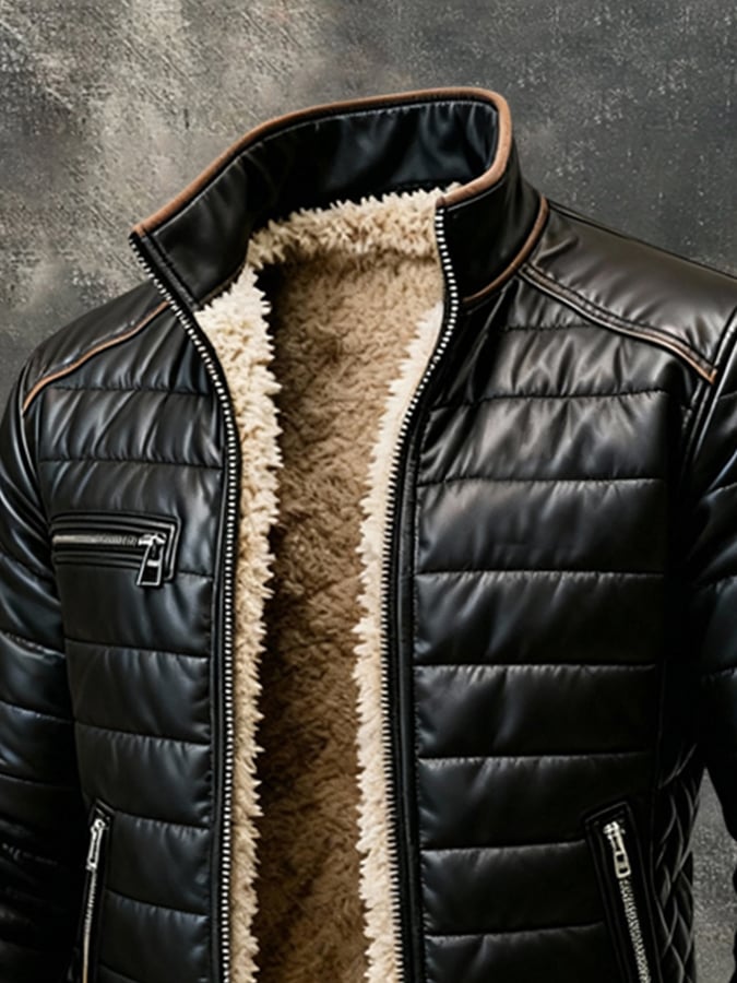 Aleksander- Warm Plush Soft Leather Outdoor Jacket