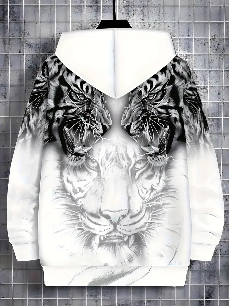 Murillo - Casual Long Sleeve Hoodie Jacket With Tiger Print