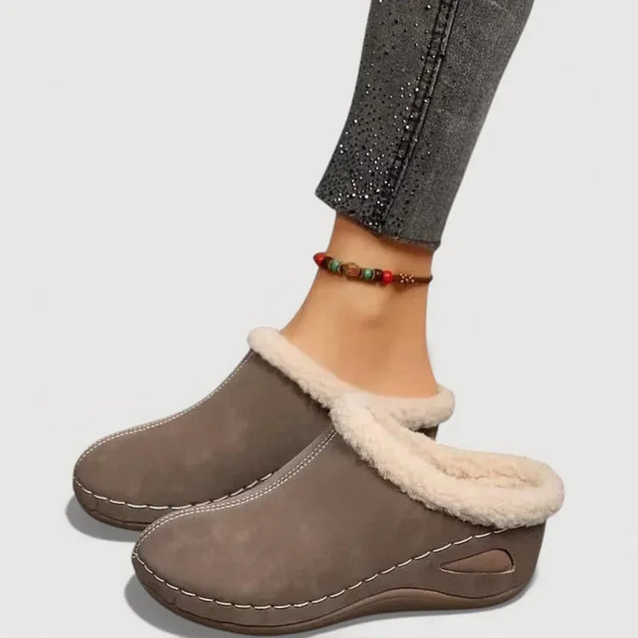 Achly - Plush Denim Platform Slippers