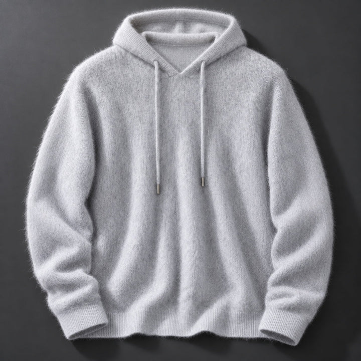 Leopmarek - Knitted Hoodie With Drawstring and Ribbed Cuffs