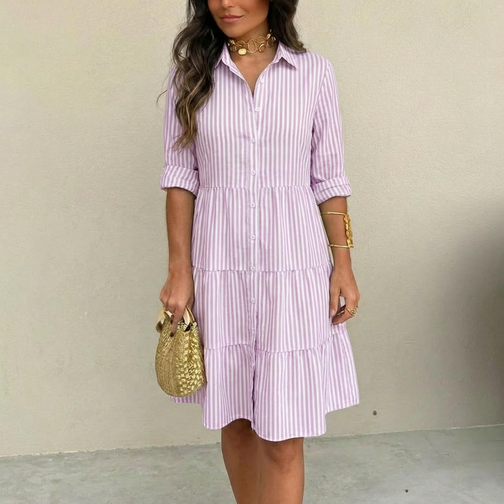 Renatia - Striped Button Up Dress