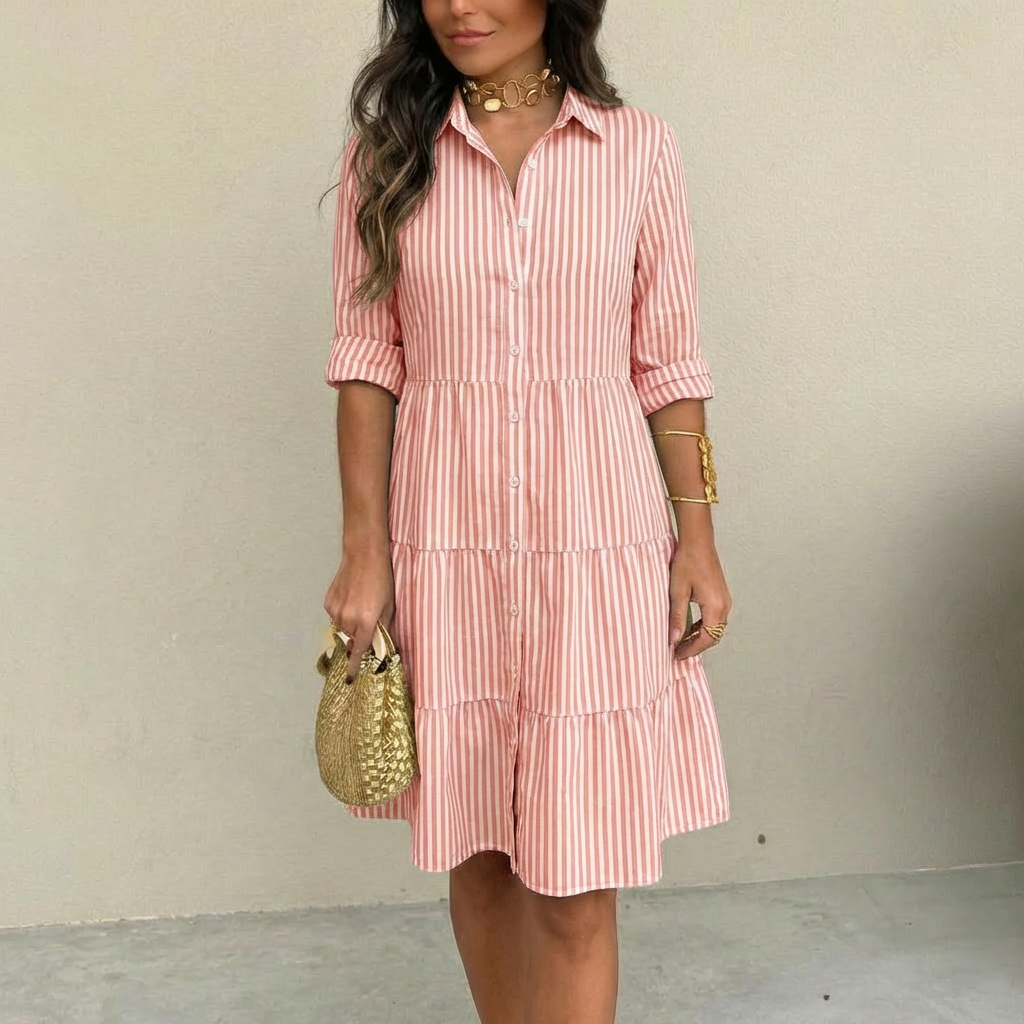 Renatia - Striped Button Up Dress