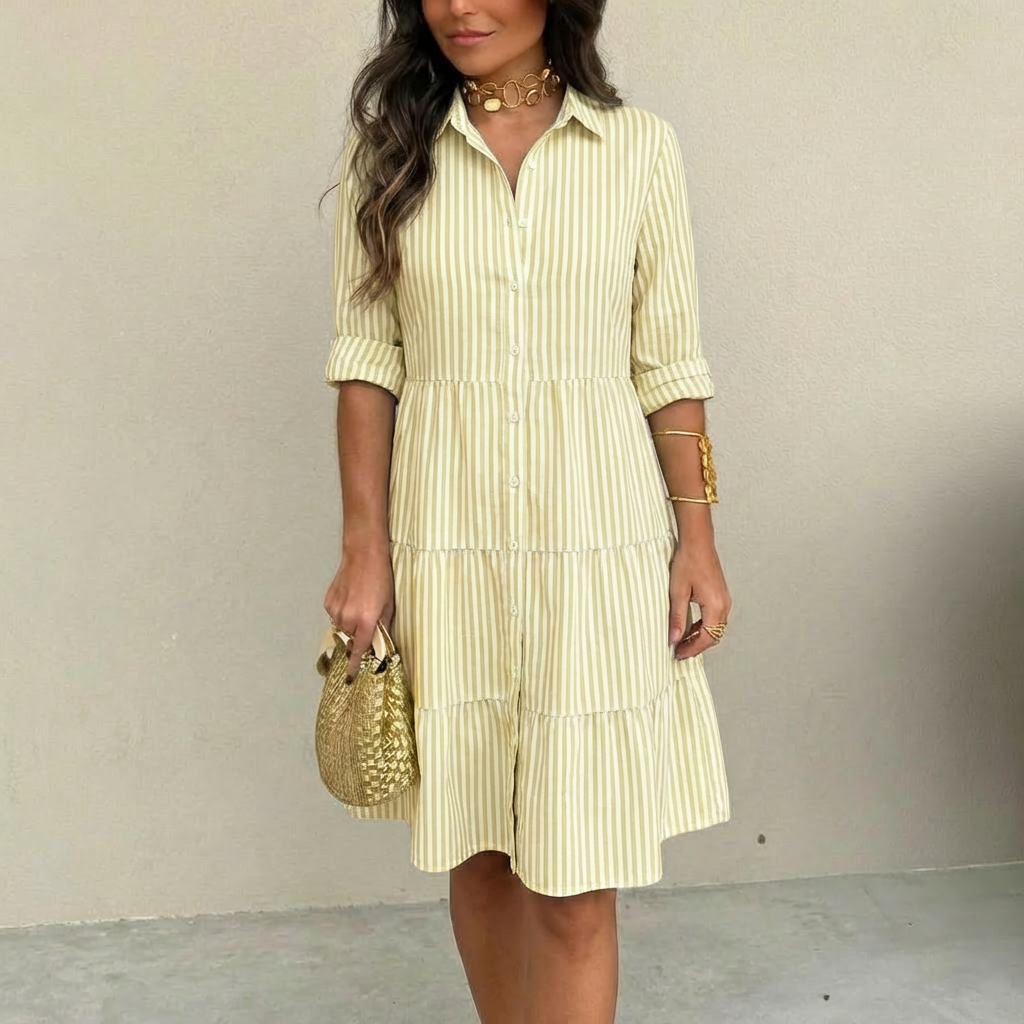 Renatia - Striped Button Up Dress