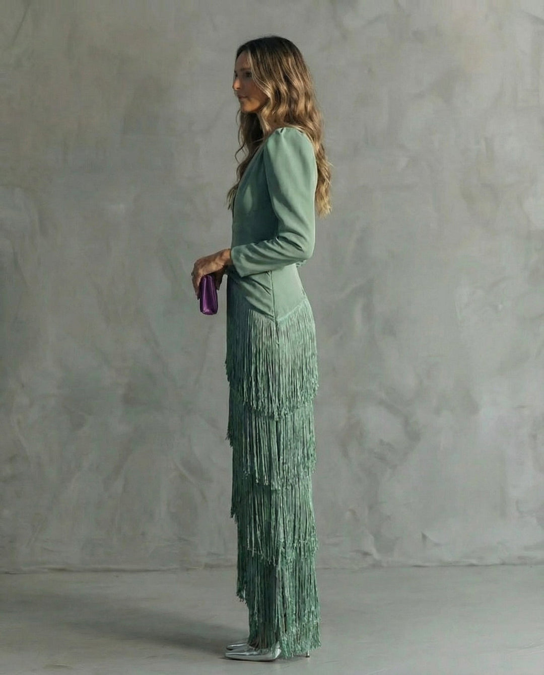 Nipuni - Elegant Dress With Fringe Sleeve