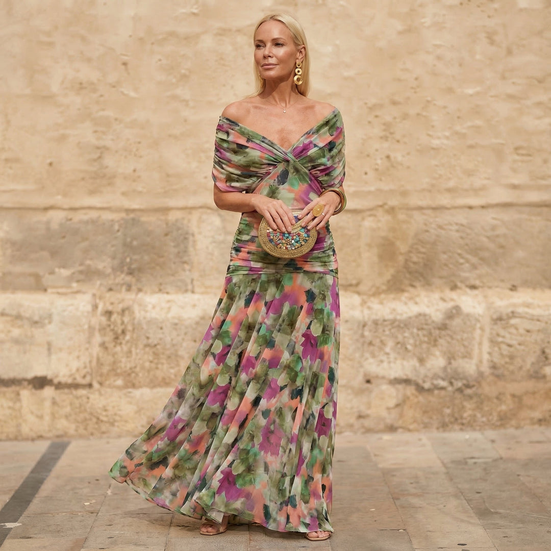 Nelyssa - Floral Off Shoulder Maxi Dress