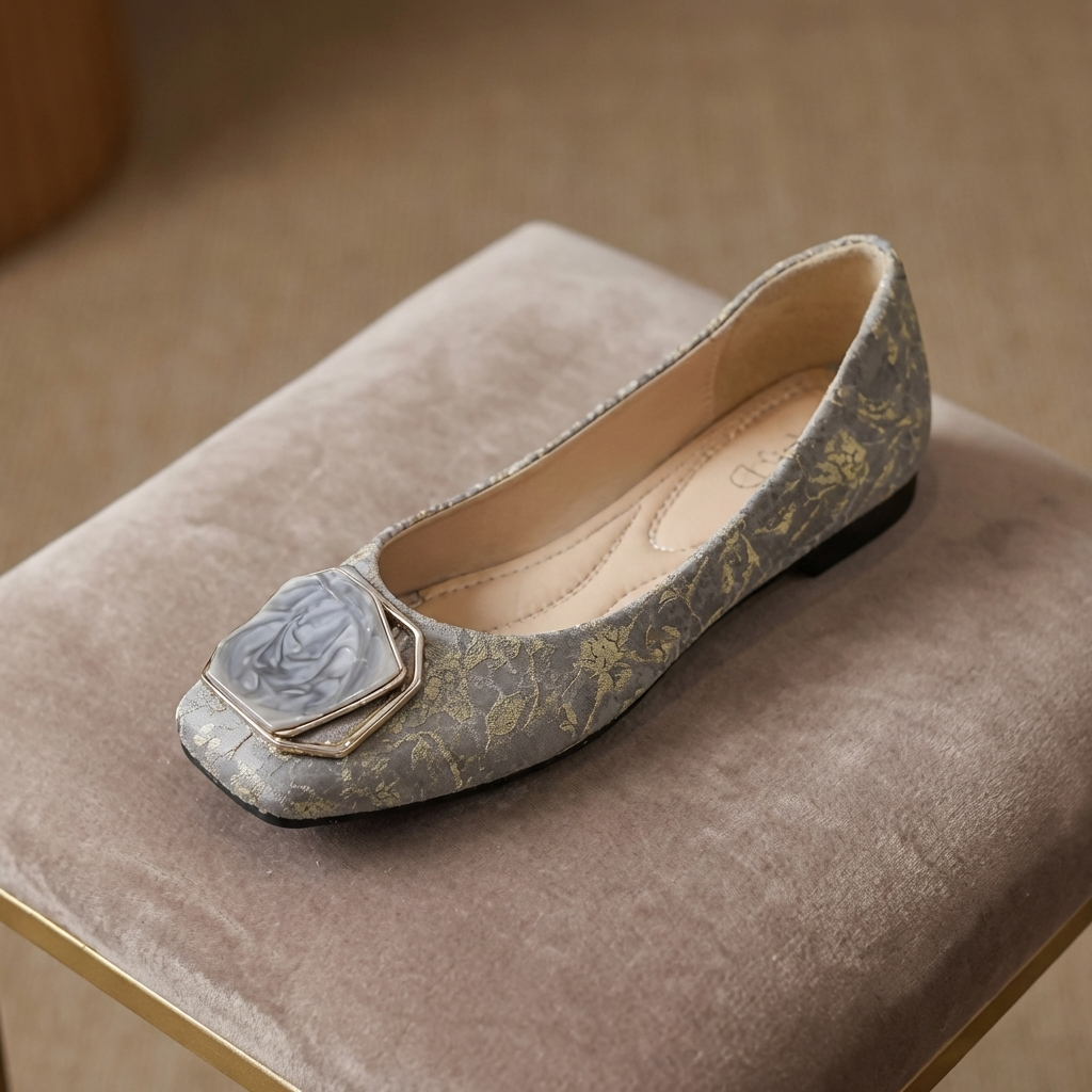 Roslin - Textured Buckle Flat Shoes