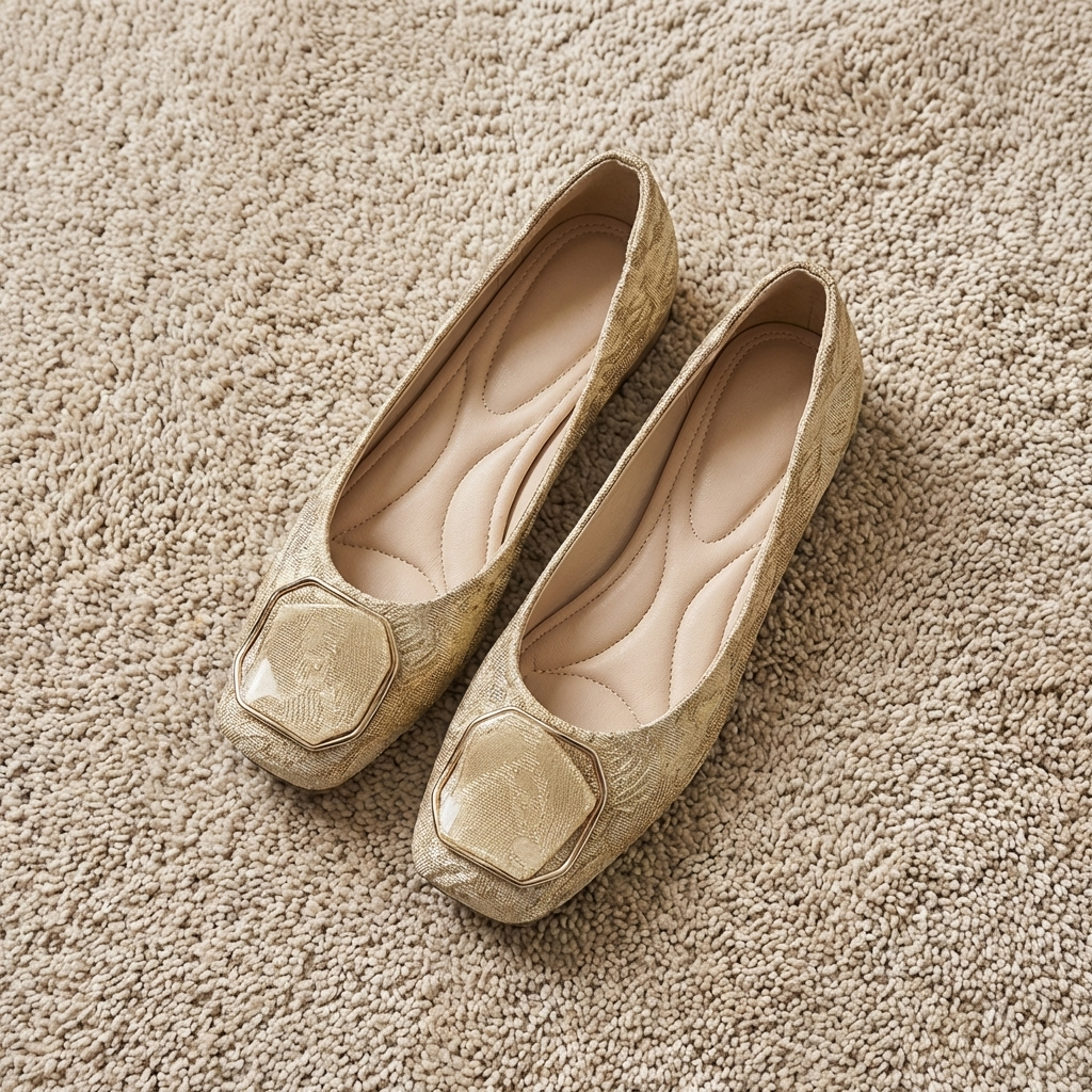 Roslin - Textured Buckle Flat Shoes