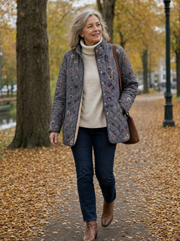 Florelicia - Quilted Floral Print Coat