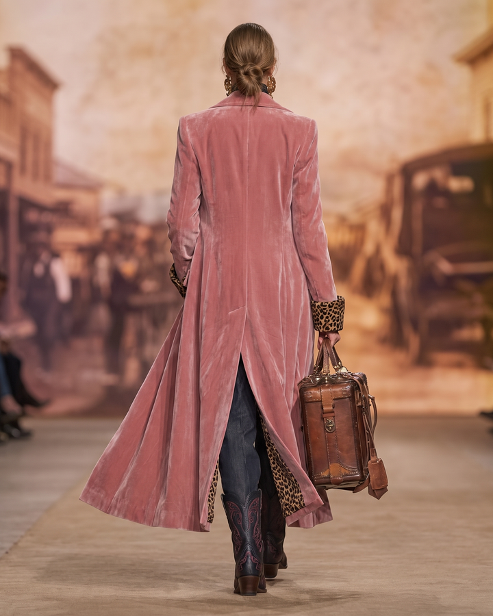 Avelirella - Overcoat With Leopard Print Cuffs And Lining