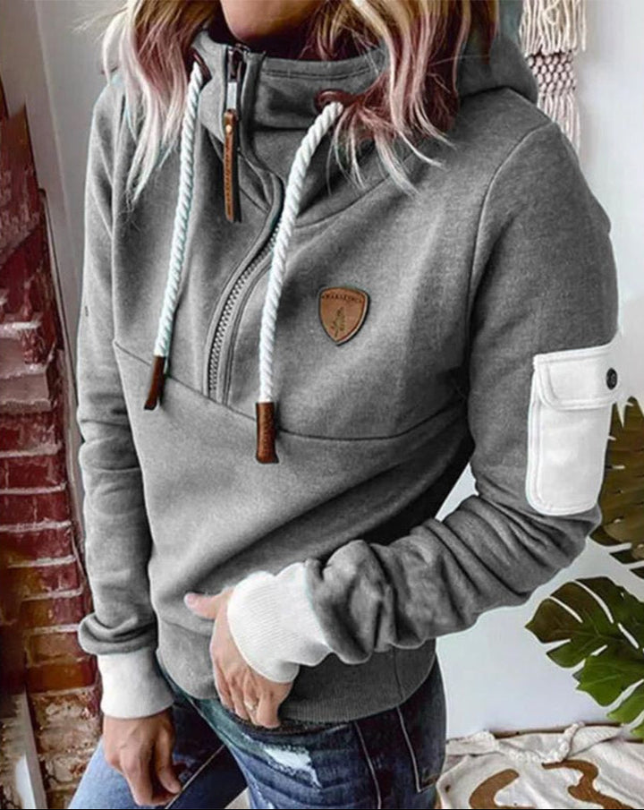 Helsa - Casual Half-Zip Hoodie With Arm Pocket