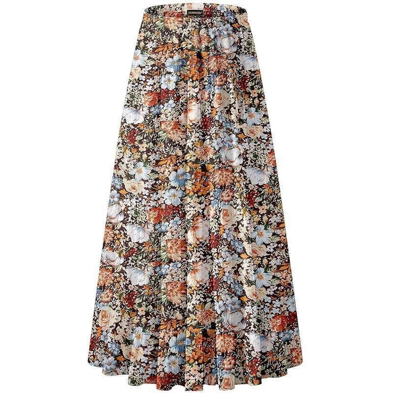 Astronys - Floral Print Skirt With Elastic Waist