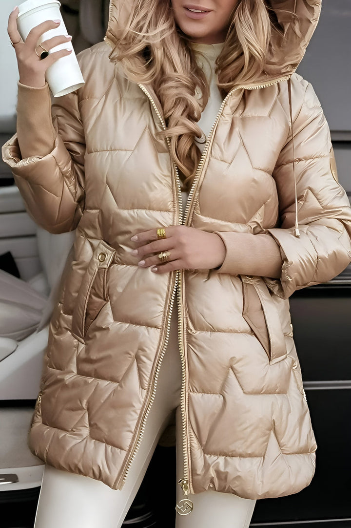 Mageina - Elegant Winter Coat With Hood And Padding