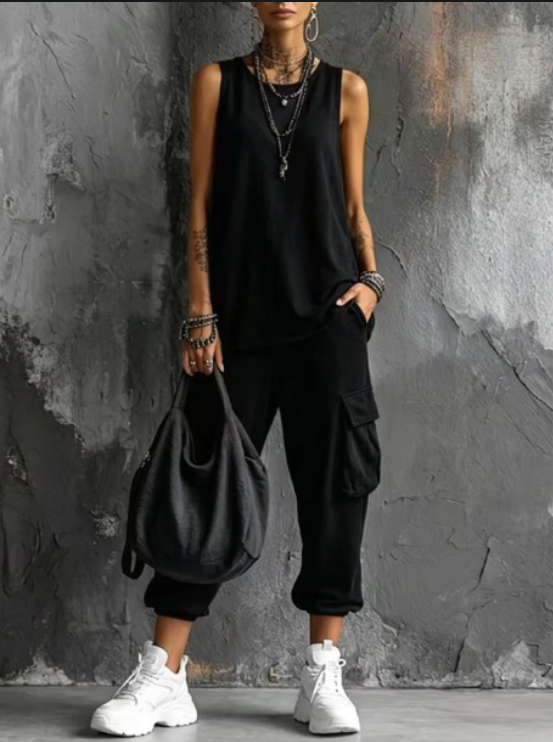 Ashlea - Sleeveless Cargo Lounge Set