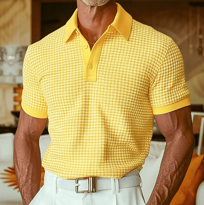 Ishaan - Textured Checked Polo Shirt