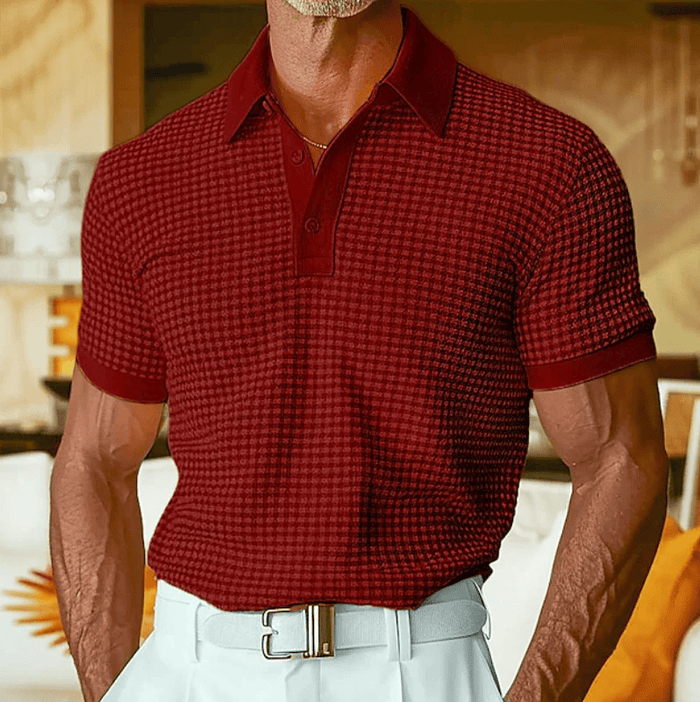 Ishaan - Textured Checked Polo Shirt