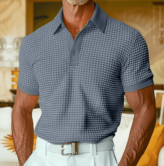 Ishaan - Textured Checked Polo Shirt