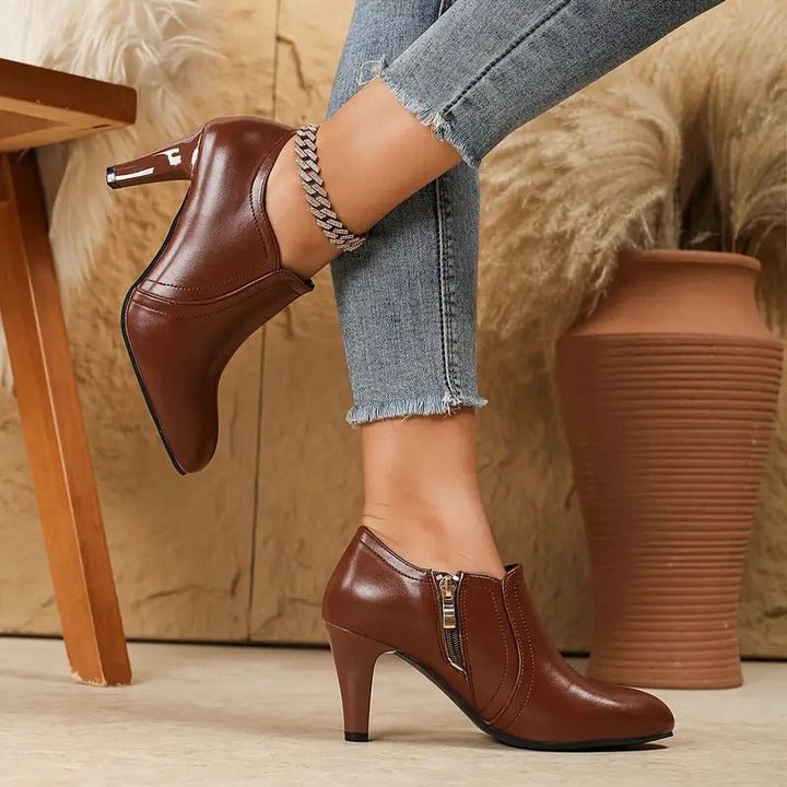Darcie - Orthopedic Leather Boots With Side Zipper