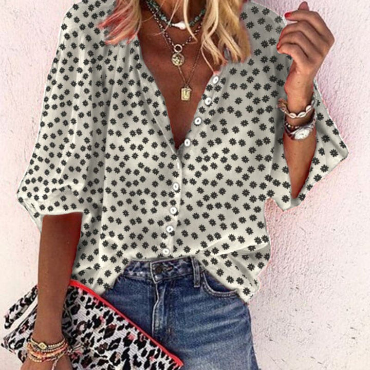 Nathally - Short Sleeve Blouse With Button