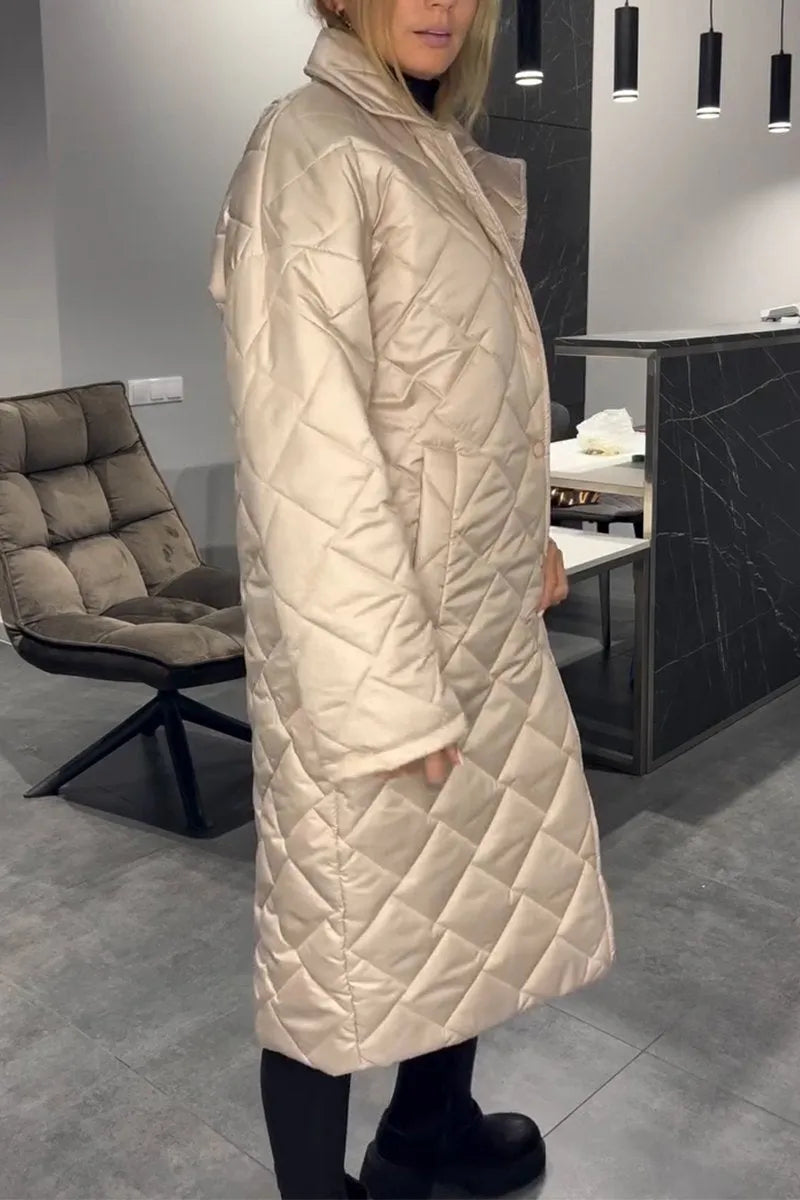 Devine - Elegant Quilted Coat With Leopard Lining