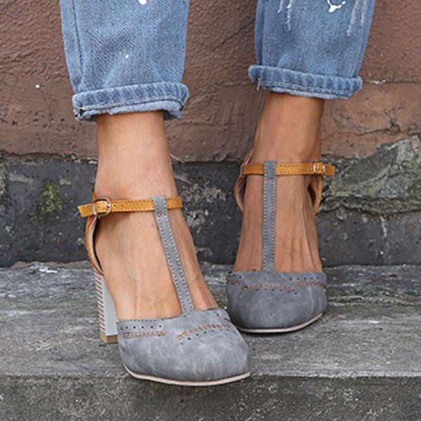 Minha - Chunky Heel Shoes With T-Strap