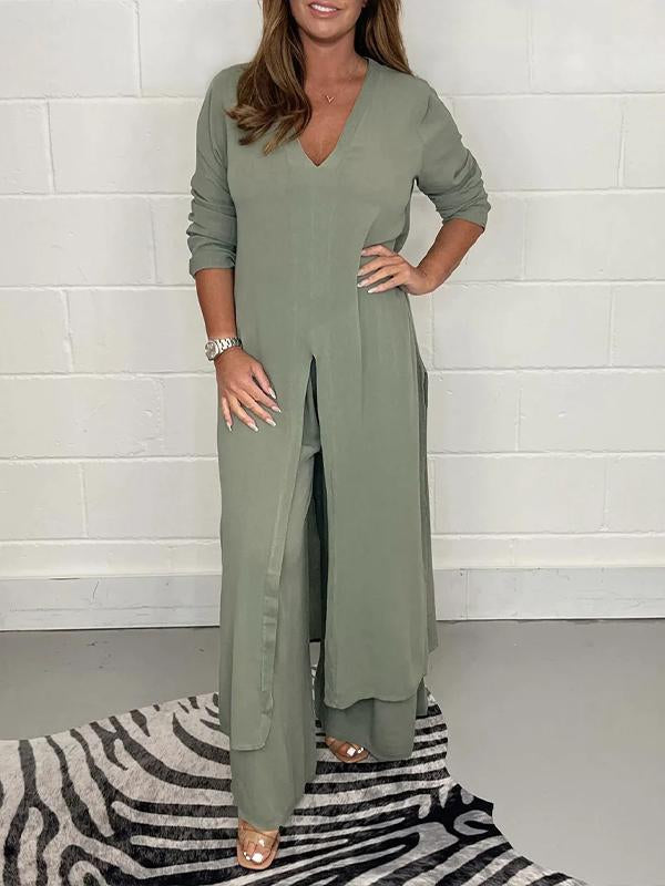 Alejandra - Casual V-Neck Two Piece Set