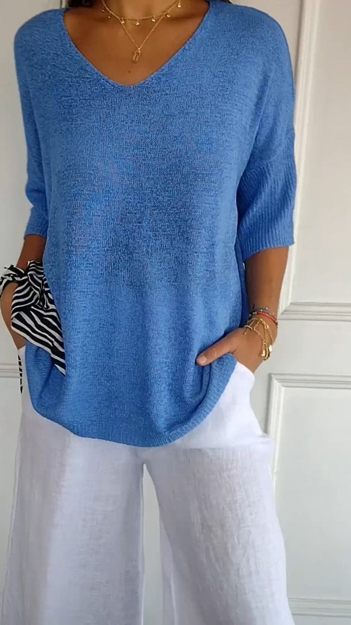 Mitzi - Knitted V-Neck Top