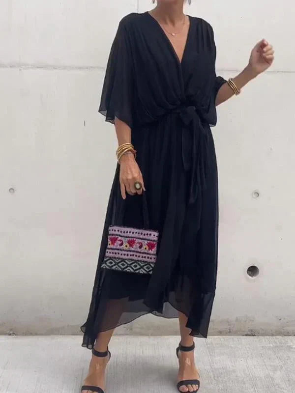 Ramilya - V-Neck Chiffon Dress