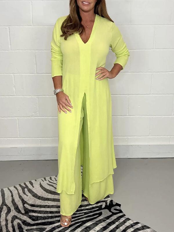 Alejandra - Casual V-Neck Two Piece Set