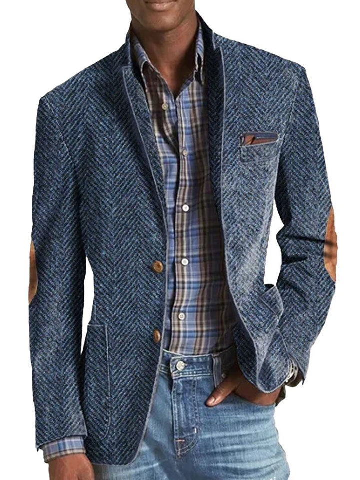 Elon - Casual Herringbone Pattern Suede Blazer