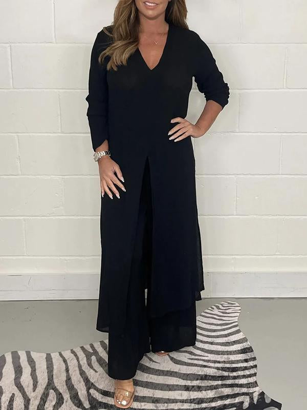 Alejandra - Casual V-Neck Two Piece Set