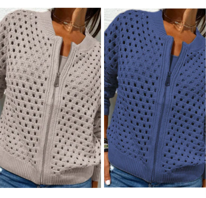 Raluca - Casual Knitted Jacket With Zipper