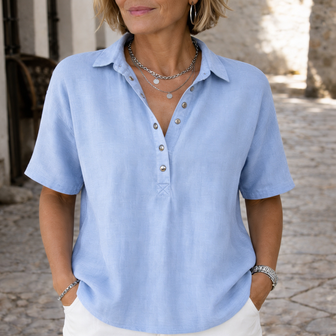 Nawel - Elegant Blouse With Collar And Buttons