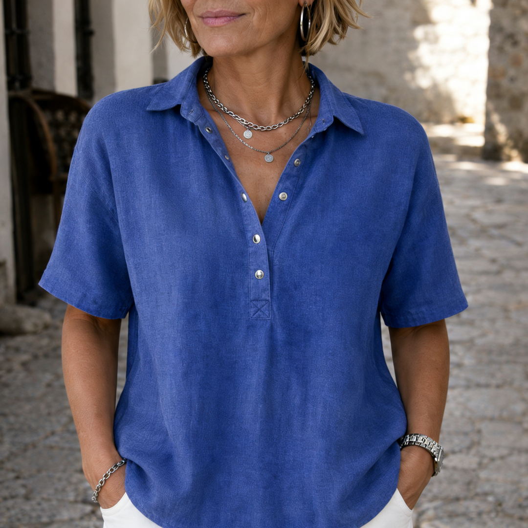 Nawel - Elegant Blouse With Collar And Buttons