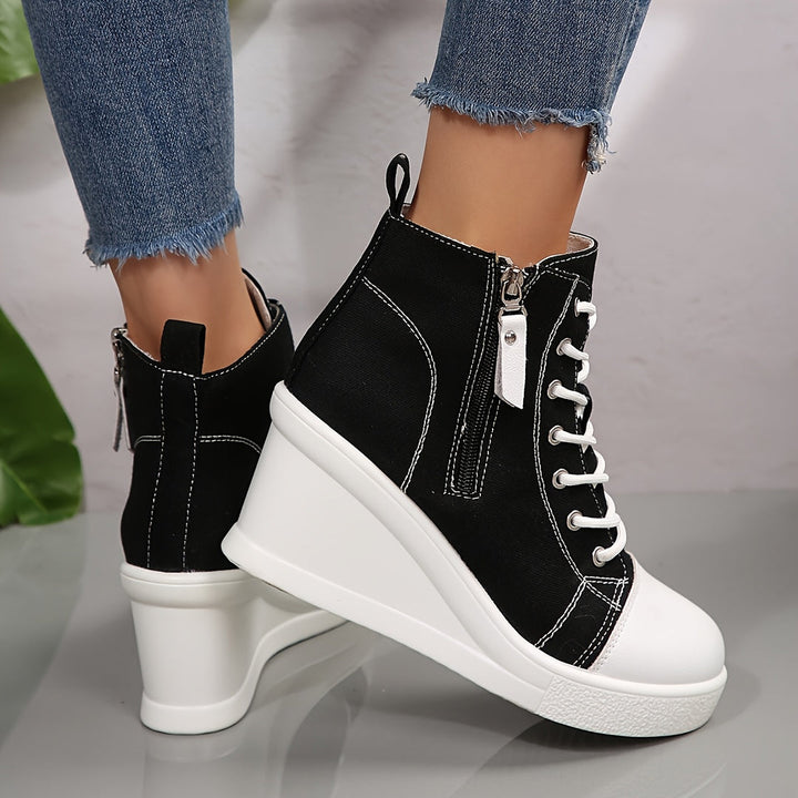 Josiane - Comfortable Wedge Sneaker With Side Zipper