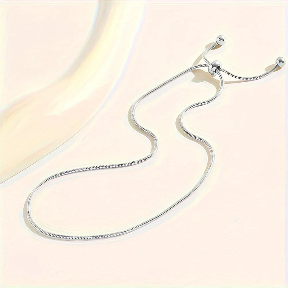 Santina - Adjustable Anklet With Polished Snake Chain
